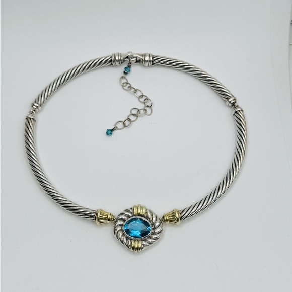 David Yurman Renaissance Choker Necklace With Topaz And Gold - Picture 3 of 8